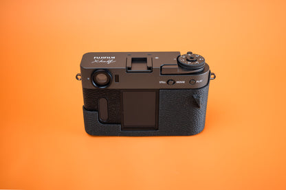 Fujifilm X half Slim Skin Case, rear view showing screen and control cutouts