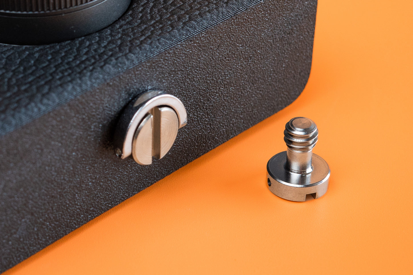 Akara Labs Slim Skin Case in leatherette-textured matte TPU. Tripod mount version with fixing screws. Designed and made in the UK
